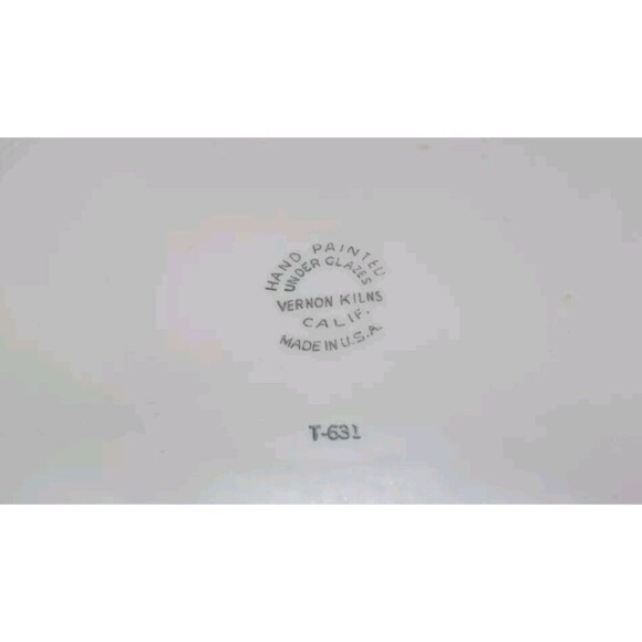 Vernon Kilns Pottery Gale Turnbull Hand Decorated T-631 Floral Luncheon Plate - Picture 5 of 5